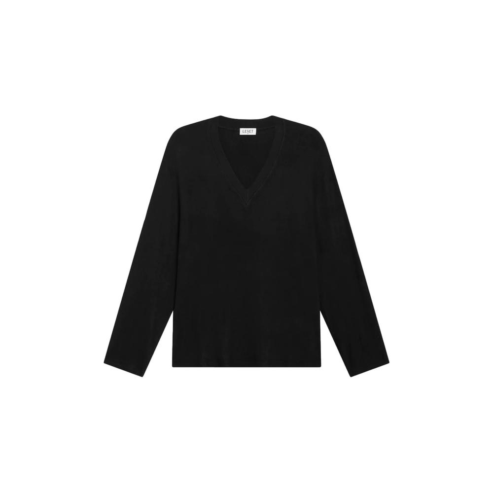 NEW LESET lori v neck sweater in black